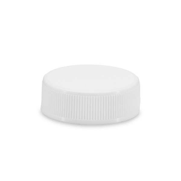 33-400 White PP Plastic Ribbed Screw Top Caps (Foil Liner) - 1590C35