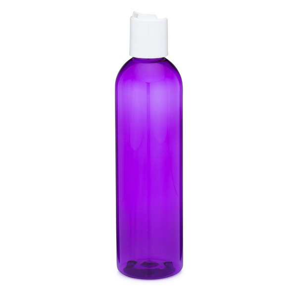8 oz Purple PET Plastic Bullet Bottle (White Disc Cap) - P-PUR8DISCW