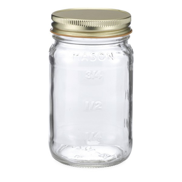 16 oz Clear Glass Mason Jars (Gold Screw Top Cap) - 6701B03GLD
