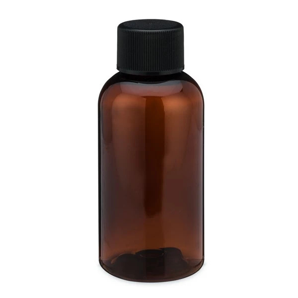 2 oz Amber PET Plastic Boston Round Bottles - 3371B03ABR