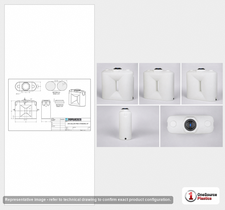 250 Gallon Doorway Water Tank - White (25" x 54")
