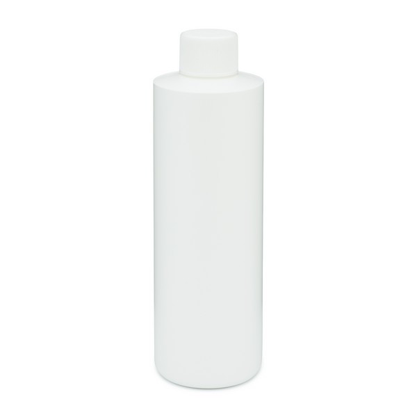 8 oz White HDPE Plastic Cylinder Bottles - 3560B13WHT