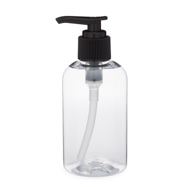 6 oz Clear PET Boston Round &amp; Black Lotion Pump - P-BC6PB