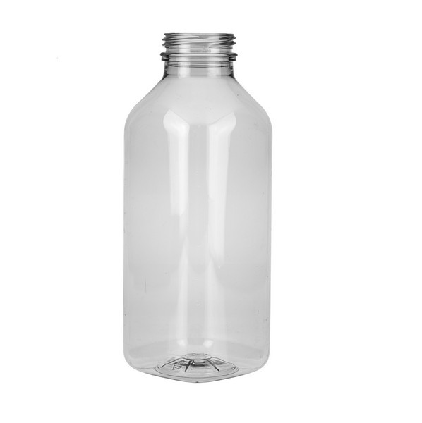 12 oz Clear PET Plastic Square Contoured Bottles (Cap Not Included) - 3494B05-B