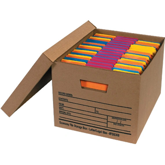 15" x 12" x 10" Economy File Storage Boxes With Lids -  Case of 12 - 324739