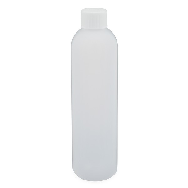 8 oz Natural HDPE Plastic Narrow Mouth Bullet Bottles (White Screw Top Cap) - 3572B07NAT