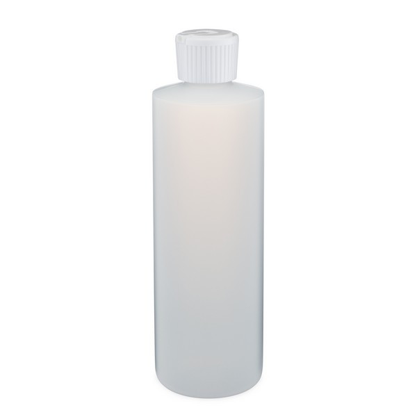 8 oz Natural HDPE Cylinder Round Bottle &amp; White Flip Top Lid - CR8