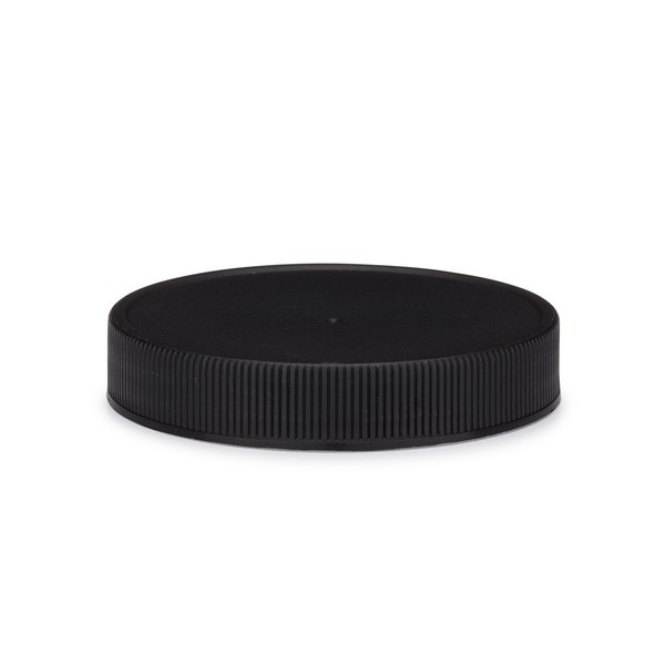 63-400 Black PP Plastic Ribbed Screw Top Caps (Foam Liner) - X63-400BLK