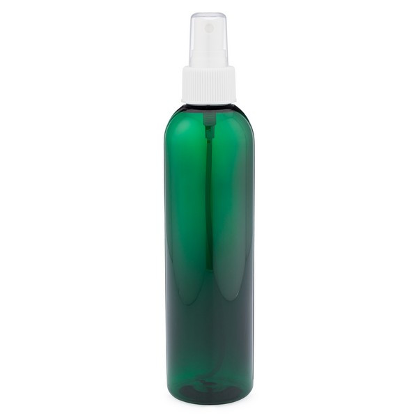 8 oz Green PET Plastic Bullet Bottle (White Fine Mist Sprayer) - P-GR8AW