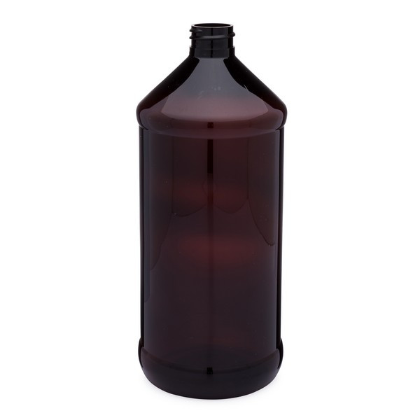 32 oz Amber PET Plastic Modern Round Bottles (Cap Not Included) - 3421B07-BABR