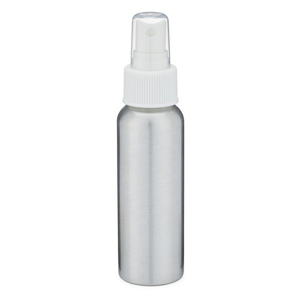 2.7 oz Brushed Aluminum Bullet Bottle &amp; White Fine Mist Sprayer - AL80AW