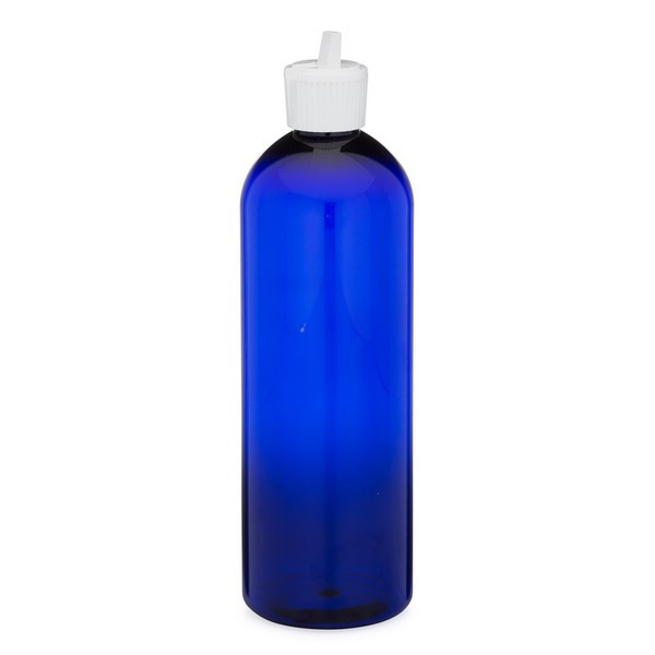 16 oz  Blue PET Plastic Bullet Bottle (White Flip-Top Cap) - P-CB16