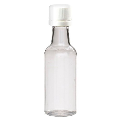 50 ml Clear PET Plastic Mini Liquor Bottles (White Tamper-Evident Cap) - 71000