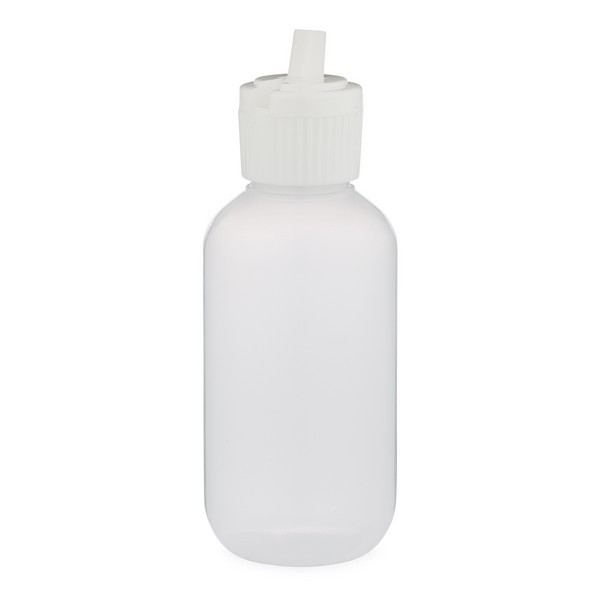 2 oz Natural LDPE Plastic Boston Round Bottle &amp; White Flip-Top Lid - PN2