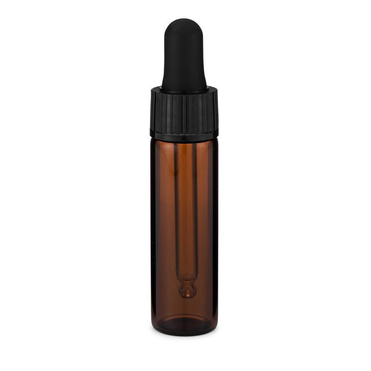 4 dram (14.8 ml) Amber Glass Vials (Controlled Dropper Cap) - A12DBLK