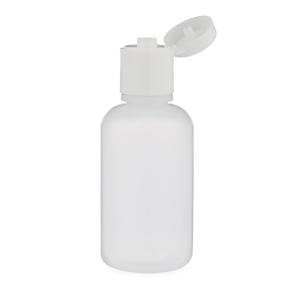 1 oz Natural LDPE Plastic Boston Round Bottle &amp; White Snap Lid - PN1SNAP