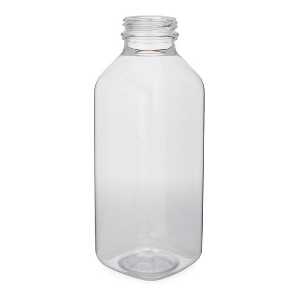 16 oz Clear PET Square Contoured Beverage Bottles (Cap Not Included) - 3494B08-B