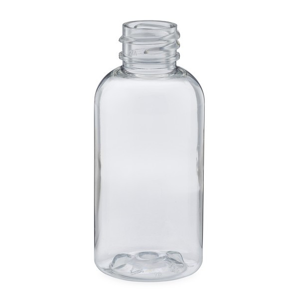 2 oz Clear PET Plastic Boston Round Bottles (Cap Not Included) - 3371B03-BCLR
