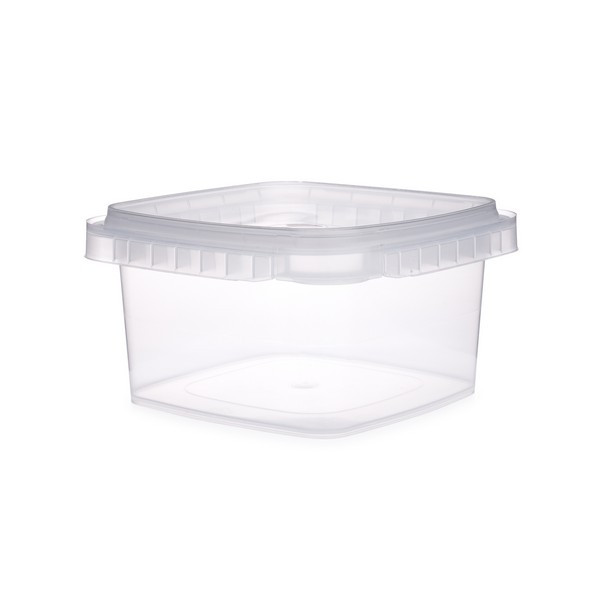 12 oz Clear PP Plastic Square Snap-Lock Containers (Tamper-Evident Lid) - 2332T43