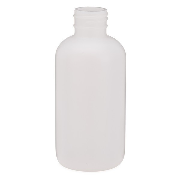 4 oz Natural HDPE Plastic Boston Round Bottles (Cap Not Included) - 3501B56-B