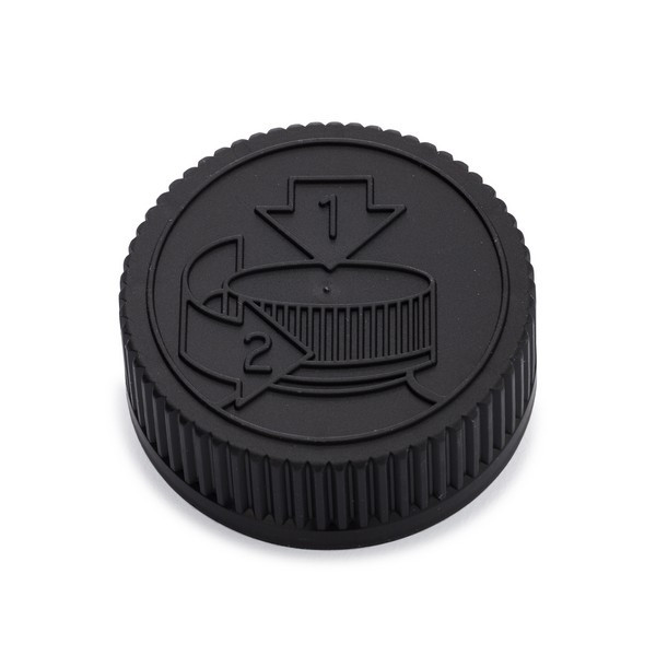 38-400 Black PP Plastic Child-Resistant Capable Screw Top Caps with Pulp &amp; Vinyl Liner - 8634C11