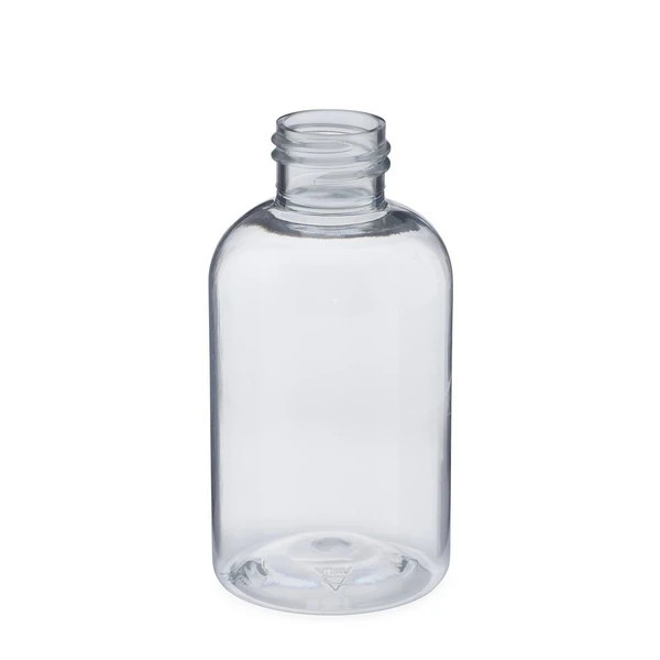 4 oz Clear PET Plastic Squat Boston Round Bottles (Cap Not Included) - 3371B25-BCLR