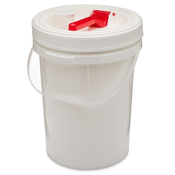 5 gal White HDPE Plastic UN Rated Buckets (Life Latch Screw Top Lid) - 1004A