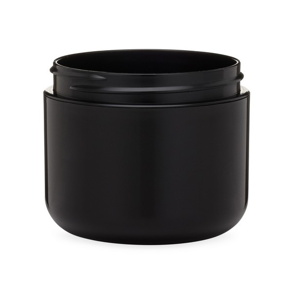 4 oz Black PP/PP Plastic Double Wall Round Base Jars (Cap Not Included) - 2411B08-B