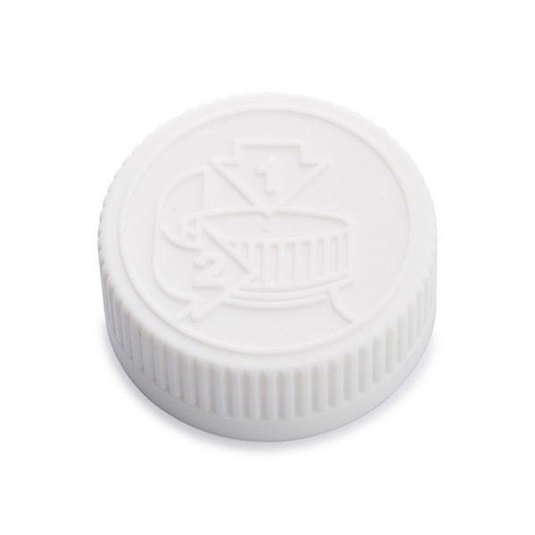 38-400 White PP Plastic Child-Resistant Capable Screw Top Caps with Pulp &amp; Vinyl Liner - X38-400CR
