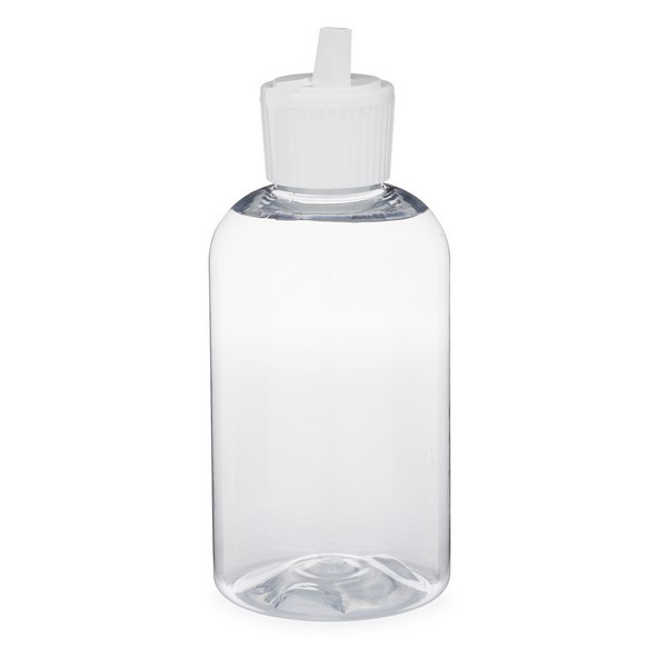 6 oz Clear PET Boston Round &amp; White Flip-Top - P-BC6
