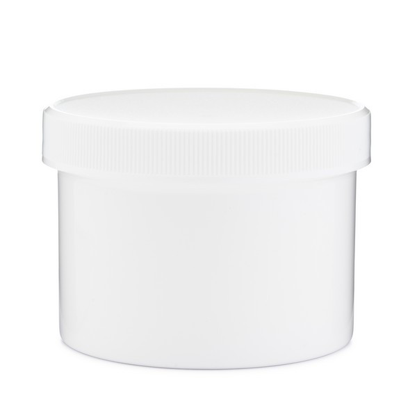 8 oz White PP Plastic Straight Sided Jars (Short) - 2811B15WHT