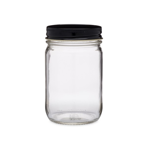 12 oz Clear Glass General Purpose Jars (Black Metal Cap) - 4404B07