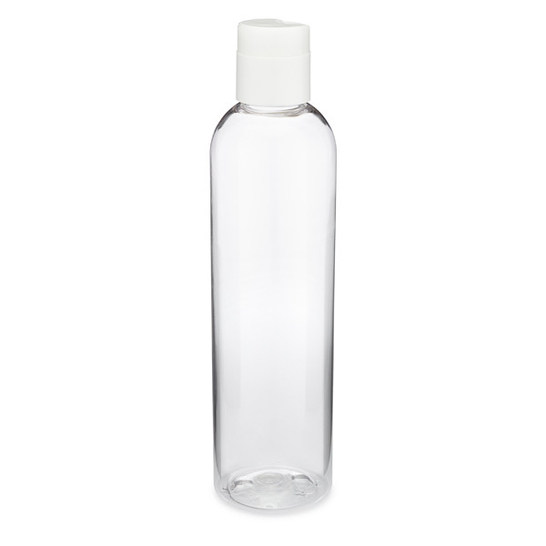 8 oz Clear PET Plastic Bullet Bottle with Locking Disc Top Cap - 3450B30