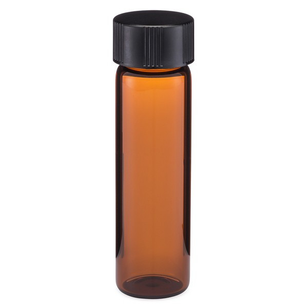2 Dram (7.4 ml) Amber Glass Screw Top Vials (Black Cap) - 4448B09ABR
