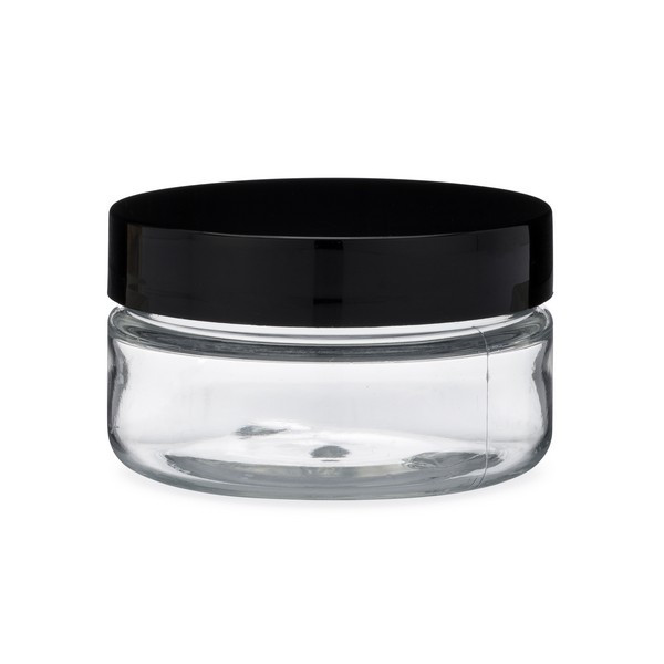 2 oz Clear PET Straight Sided Jar (Black Cap) - HWJ2B