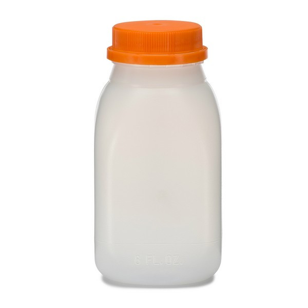 8 oz Natural HDPE Beverage Containers (Orange Ratchet Cap) - 37508