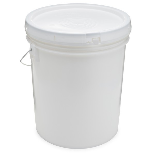 5 gal White HDPE Plastic Open Head Buckets (EZ Open Lid) - 1142T05