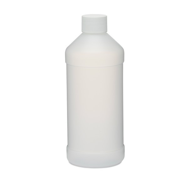 16 oz Natural HDPE Modern Round Bottles w/ Label Panel (White PP Cap) - 35015