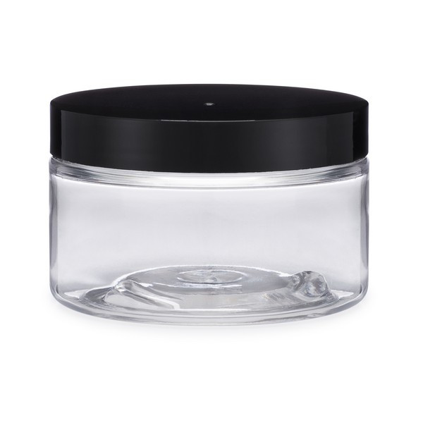 4 oz Clear PET Straight Sided Jar (Black Cap) - HWJ4B