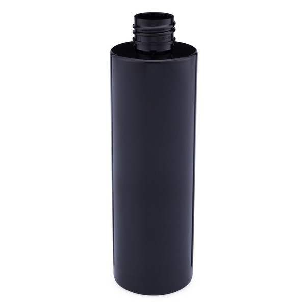 8 oz Black PET Plastic Cylinder Bottles (Cap Not Included) - 3410B60-B