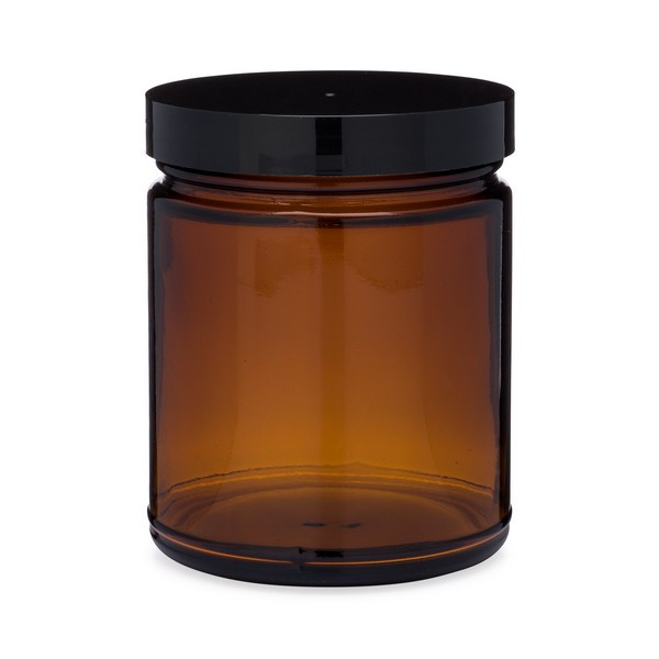 9 oz Amber Glass Straight Sided Jar with PP Cap - A9OZ