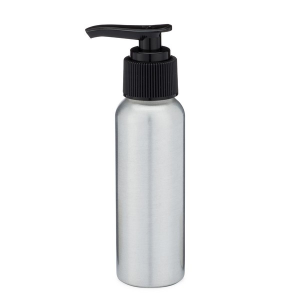 2.7 oz Brushed Aluminum Bottle &amp; Black Lotion Pump - AL80PB