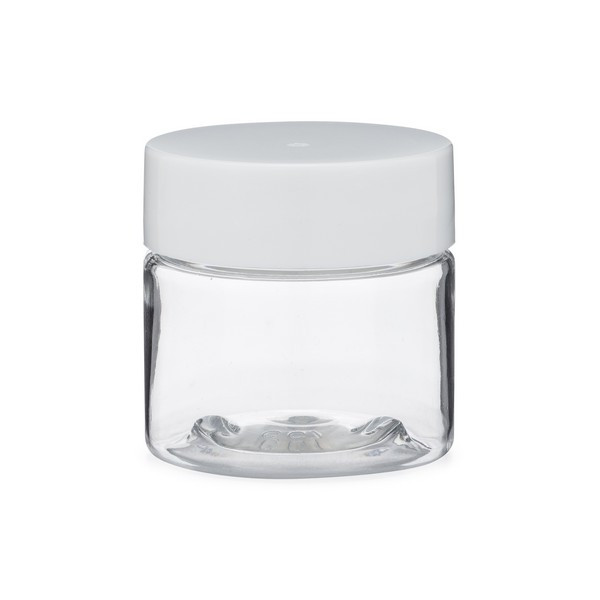 0.5 oz Clear PET Straight Sided Jar (White Cap) - HWJ12W
