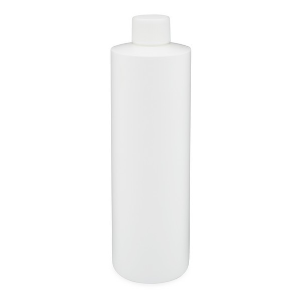 12 oz White HDPE Plastic Cylinder Bottles - 3560B17WHT