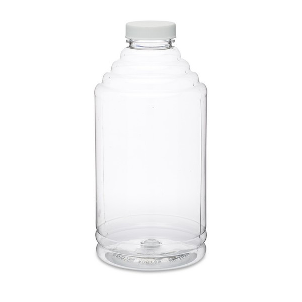 32 oz Clear PET Plastic Stepped Bottles (White PP Cap) - 36232