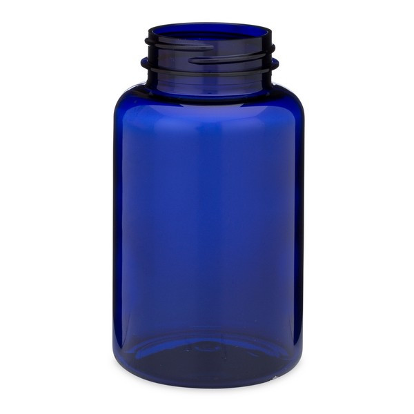 8.5 oz Blue PET Plastic Wide Mouth Packer Bottles (Cap Not Included) - 3369B07-BBLU