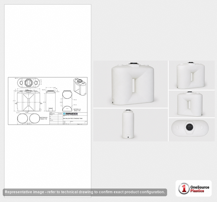 500 Gallon Doorway Water Tank - White (31" x 70")