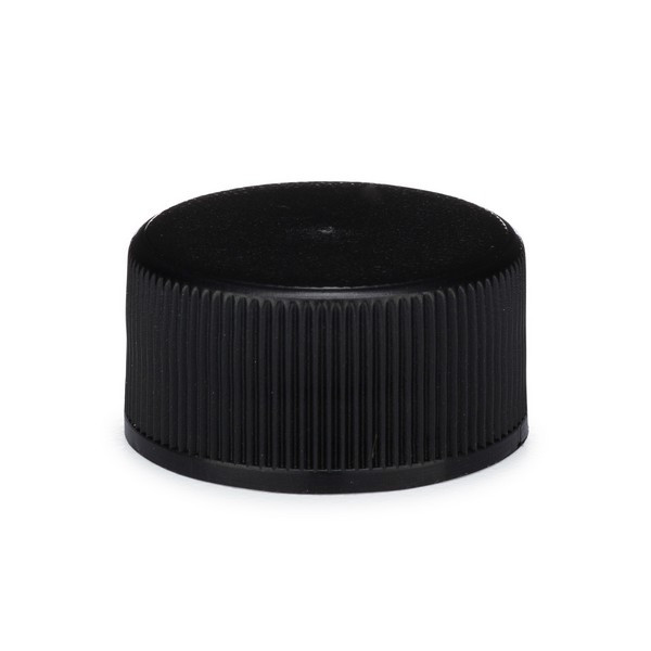 18-400 Black PP Plastic Ribbed Screw Top Caps (Foam Liner) - X18-400BLK
