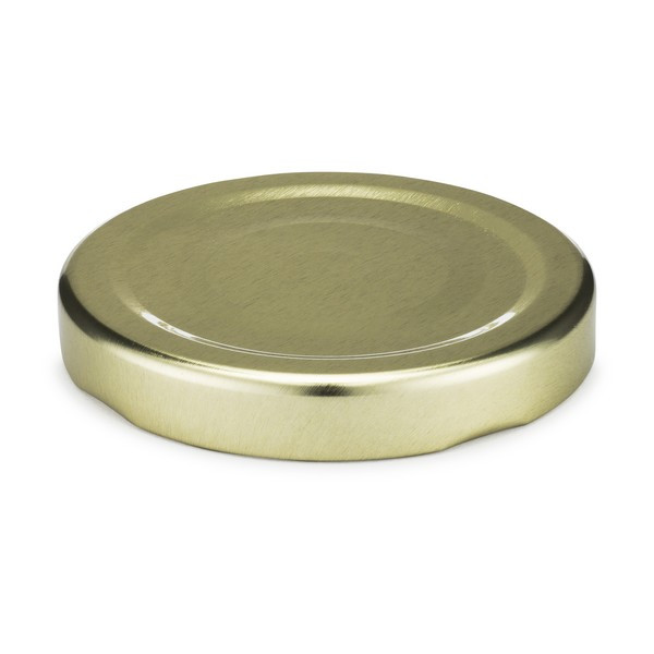 58 mm Gold Metal Lug Caps w/ Safety Button (Plastisol Liner) - X58-SBL