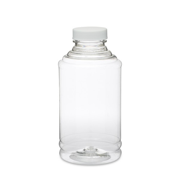 16 oz Clear PET Plastic Stepped Bottles (White PP Cap) - 36216